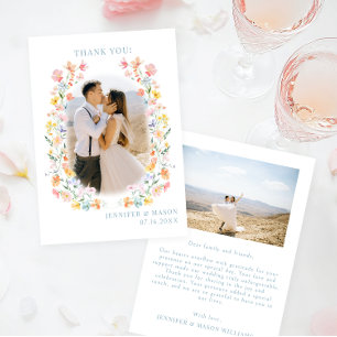 Carte De Remerciements Elégant Boho Pastel Floral Wreath Mariage Photo