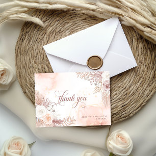 Carte De Remerciements Élégant Boho Style Rose Floral Rose