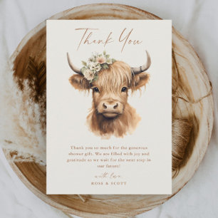Carte De Remerciements Élégant Boho Vache des Highlands Enterrement de Vi