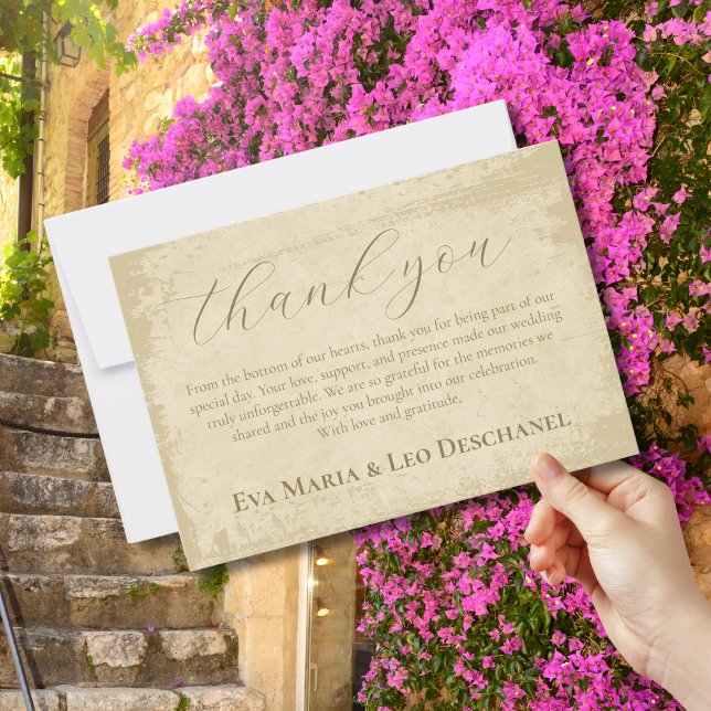 Carte De Remerciements Elégant bord de grunge Hors Blanc (Créateur téléchargé)