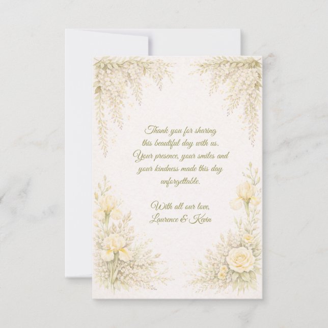 Carte De Remerciements Elegant Botanical Wedding  (Devant)