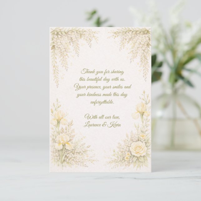 Carte De Remerciements Elegant Botanical Wedding  (Debout devant)