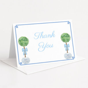 Carte De Remerciements Elégant Boxwood Topiary Blue Baby Shoy