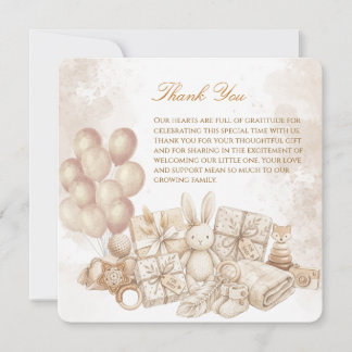 Carte De Remerciements Elegant Brown & Pastel Baby Shower card