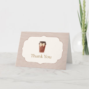 Carte De Remerciements Élégant Café Bébé avec rayure marron pour Baby sho