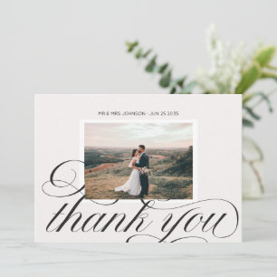Carte De Remerciements Élégant Calligraphie Mariage Stylisé 1 Photo