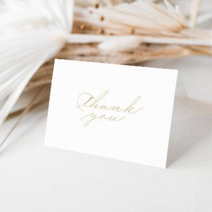 Carte De Remerciements Elegant Calligraphy Gold Folded Wedding 