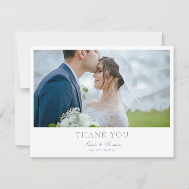 Carte De Remerciements Elegant Calligraphy Wedding Photo Thank You (Devant)