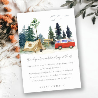 Carte De Remerciements Élégant Camping Aquarelle Pine Mariage