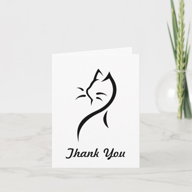 Carte De Remerciements Elegant cat Thank You Note (Devant)