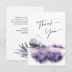 Carte De Remerciements Élégant champ de fleurs de lavande aquarelle pour
