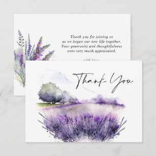 Carte De Remerciements Élégant champ de fleurs de lavande aquarelle pour