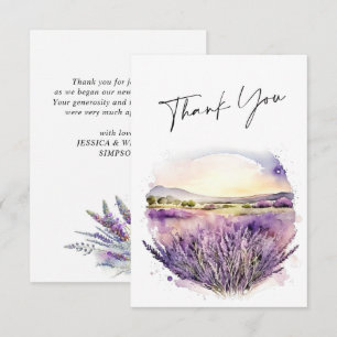 Carte De Remerciements Élégant champ de fleurs de lavande aquarelle pour
