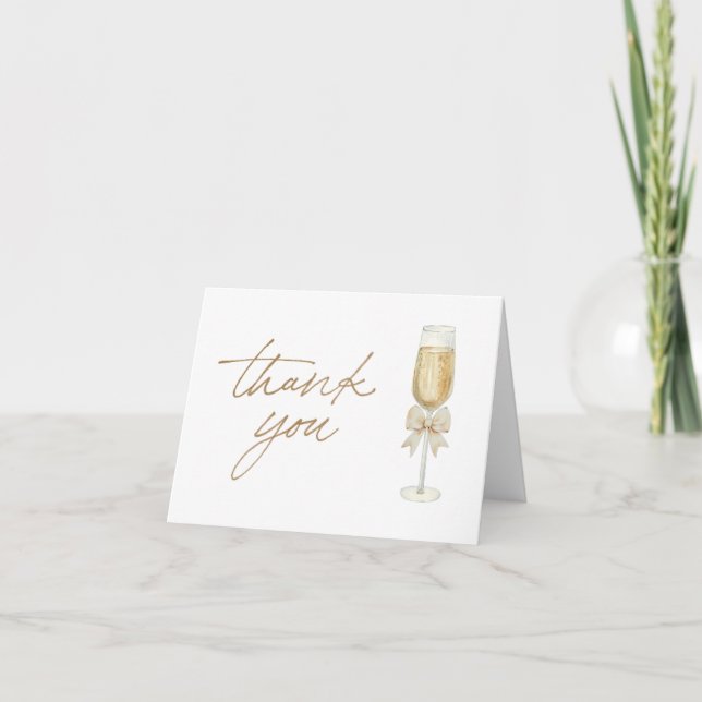Carte De Remerciements Elegant Champagne Chic Bow Script Thank You Card (Devant)