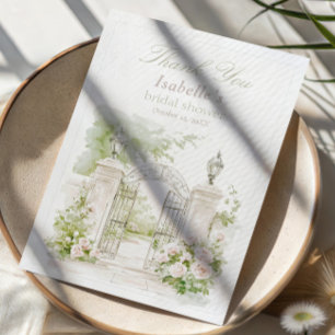 Carte De Remerciements Elégant Château Français Pastel Jardin Marial