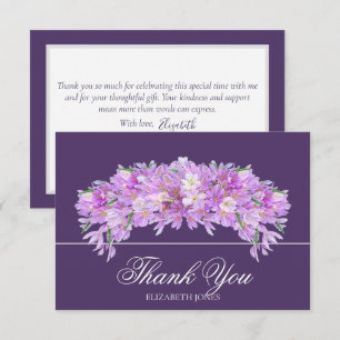 Carte De Remerciements Élégant Chic Crocus Violet Remerciement pour Maria