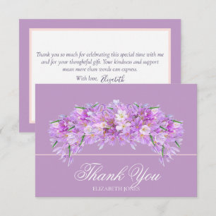 Carte De Remerciements Élégant Chic Crocus Violet Remerciement pour une B