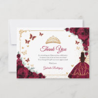 Élégant Chic Roses Bourguignon Doré Quinceanera