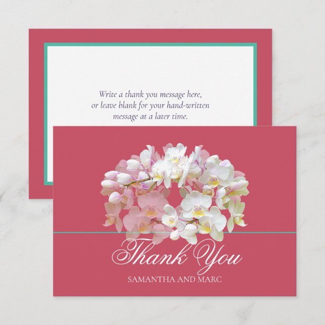 Carte De Remerciements Elegant Chic White Orchid Bridal Shower Thank You (Devant / Derrière)
