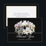 Carte De Remerciements Elegant Chic White Orchid Bridal Shower Thank You<br><div class="desc">Show your gratitude in elegant style with this modern botanical bridal shower thank you card. This design features a gorgeous cluster of white orchids delicately tinged with soft pink and warm yellow hues, beautifully arranged against a rich color background. The floral composition creates a graceful, contemporary look that feels both...</div>