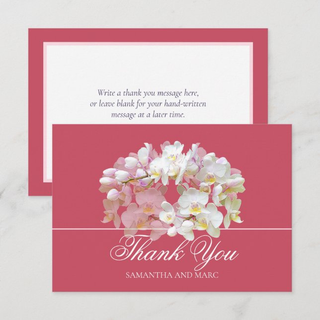 Carte De Remerciements Elegant Chic White Orchid Bridal Shower Thank You (Devant / Derrière)