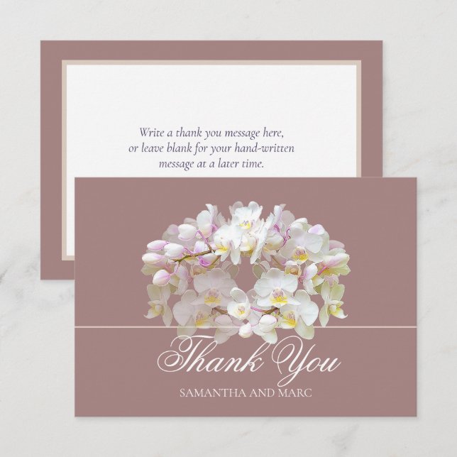 Carte De Remerciements Elegant Chic White Orchid Bridal Shower Thank You (Devant / Derrière)