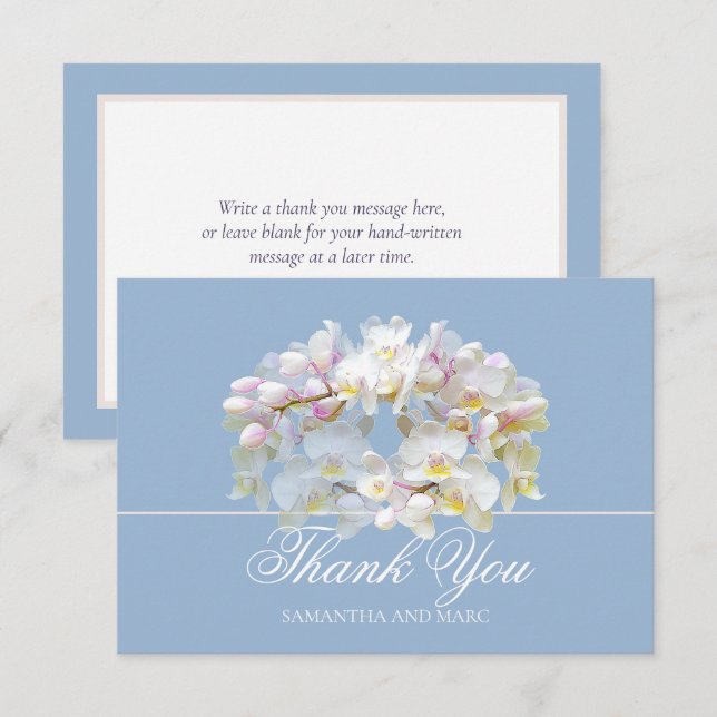 Carte De Remerciements Elegant Chic White Orchid Bridal Shower Thank You (Devant / Derrière)