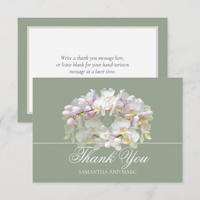 Carte De Remerciements Elegant Chic White Orchid Bridal Shower Thank You (Devant / Derrière)