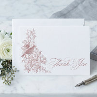 Élégant Chinoiserie Rose Nature Oiseaux Mariage Cé