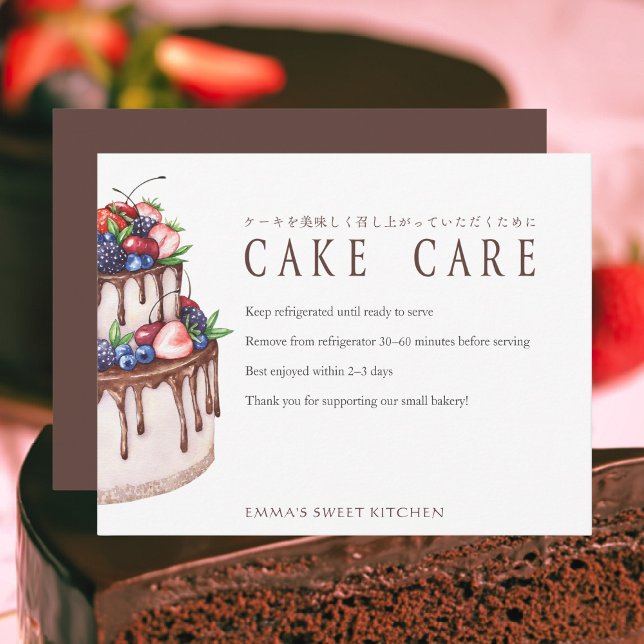Carte De Remerciements Elegant Chocolate Berry Cake Care Instructions (Créateur téléchargé)