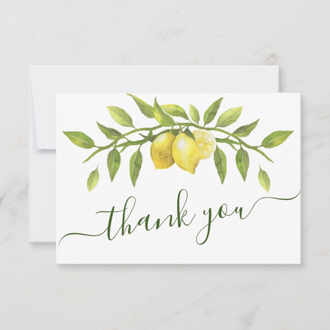 Carte De Remerciements Elégant citrons Aquarelle Mariage (Devant)