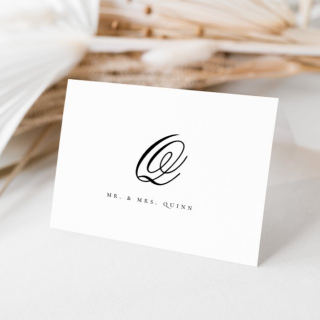 Carte De Remerciements Elegant Classic Nom Mariage initial (Créateur téléchargé)