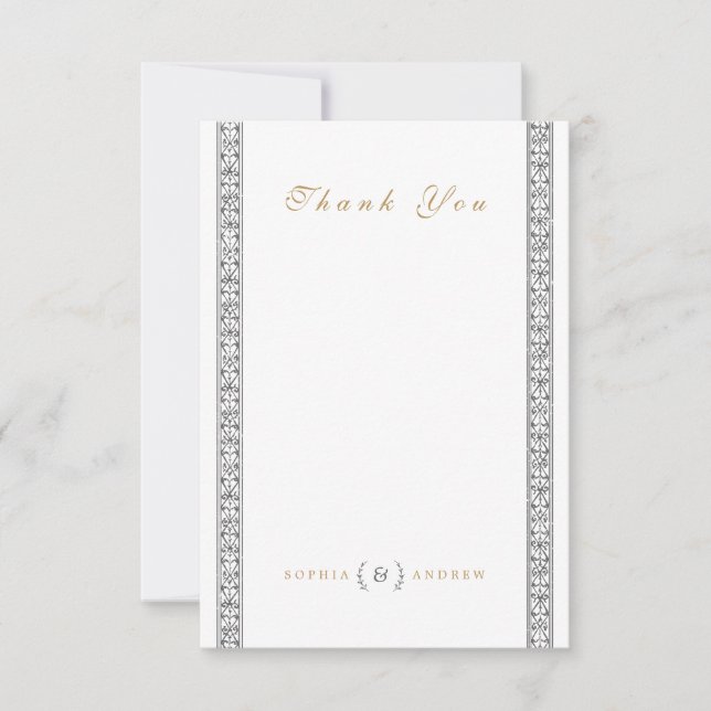 Carte De Remerciements Elégant classique classique classique mariage (Devant)