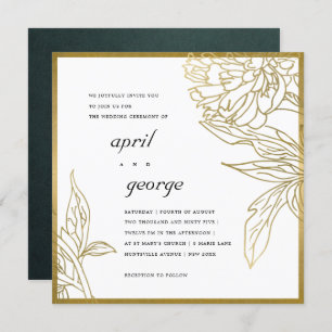 CARTE DE REMERCIEMENTS ÉLÉGANT CLASSY GOLD FOIL FLORAL MARIAGE INVITER