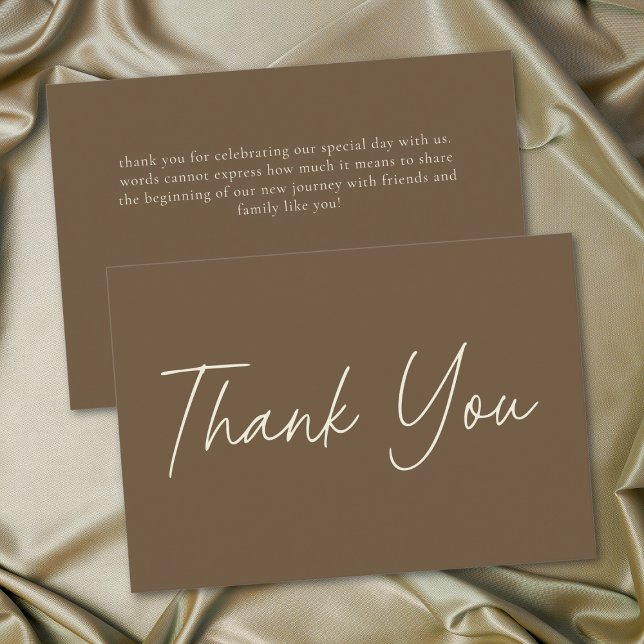 Carte De Remerciements Elegant Cocoa Brown Minimalist Wedding (Elegant Cocoa Brown Minimalist Wedding Thank You Card)