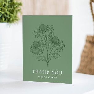 Carte De Remerciements Élégant Conflower Botanical Sage Green Mariage