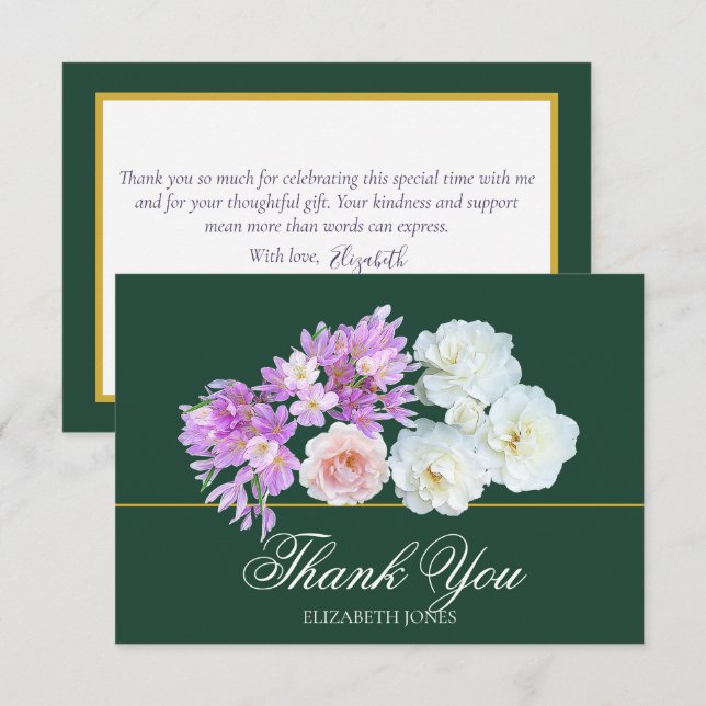 Carte De Remerciements Elegant Crocus & Rose Bridal Shower Thank You Card (Devant / Derrière)