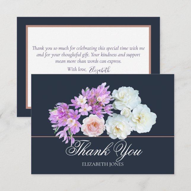 Carte De Remerciements Elegant Crocus & Rose Bridal Shower Thank You Card (Devant / Derrière)