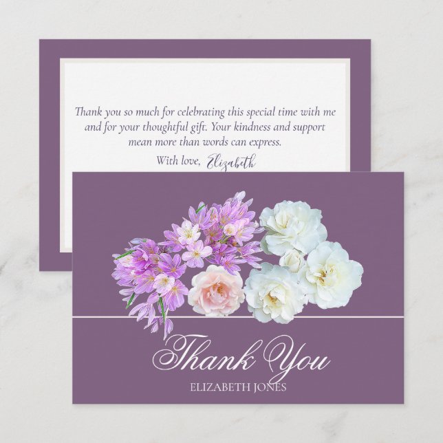 Carte De Remerciements Elegant Crocus & Rose Bridal Shower Thank You Card (Devant / Derrière)