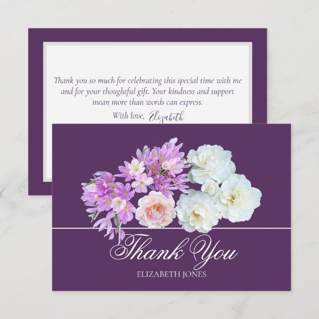Carte De Remerciements Elegant Crocus & Rose Bridal Shower Thank You Card (Devant / Derrière)