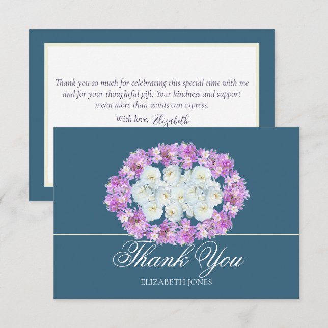 Carte De Remerciements Elegant Crocus White Rose Bridal Shower Thank You (Devant / Derrière)