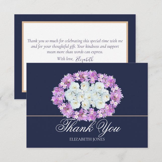 Carte De Remerciements Elegant Crocus White Rose Bridal Shower Thank You (Devant / Derrière)