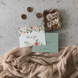 Carte De Remerciements Élégant Dainty Automne Floral Flat Mariage