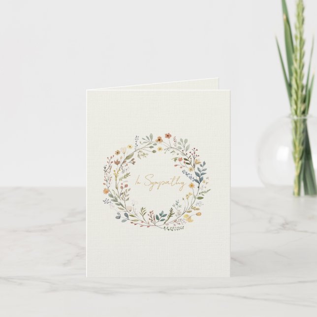 Carte De Remerciements Elegant delicate floral wreath Sympathy card (Devant)