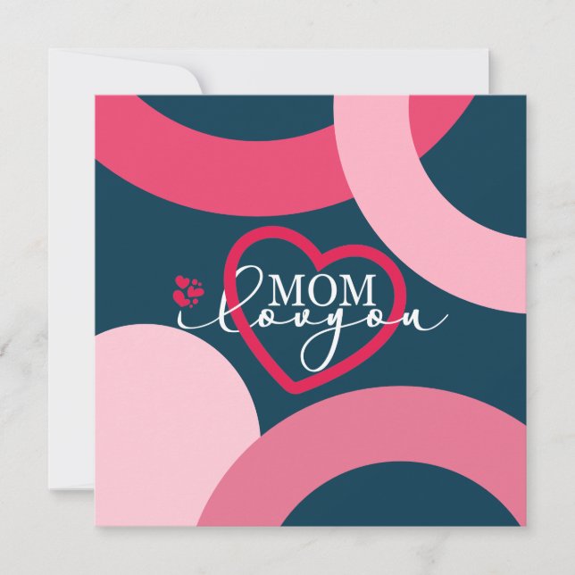 Carte De Remerciements Elegant design texte Maman I Love You With Heart (Devant)