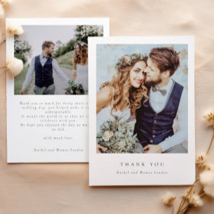 Carte De Remerciements Élégant deux script photo minimaliste Mariage