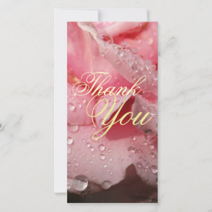 Carte De Remerciements Élégant Dew Drops sur rose rose Petal Maid of Hono