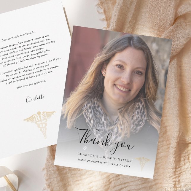 Carte De Remerciements Élégant diplôme 2025 Infirmière Pinning (Elegant Graduation 2025 Nurse Pinning Thank You Card)