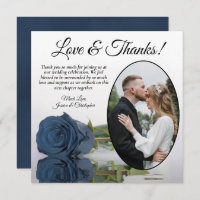 Elégant Dusty Steel Blue Rose Oval Photo Mariage