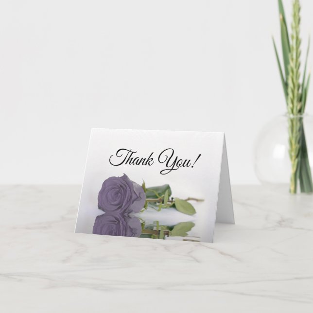 Carte De Remerciements Élégant Dusty violet Rose photo Mariage intérieur (Devant)